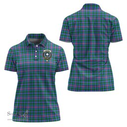Scottish Pitcairn Hunting Clan Tartan Polo Shirt with Family Crest For Women, Women's Scottish Polo Shirt Scottish Plaid Tartan Plaid - ScotsTee - scotstee.com