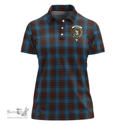Scottish Stewart Royal Blue Clan Tartan Polo Shirt with Family Crest For Women, Women's Scottish Polo Shirt Scottish Plaid Tartan Plaid - ScotsTee - scotstee.com