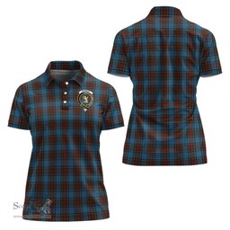 Scottish Stewart Royal Blue Clan Tartan Polo Shirt with Family Crest For Women, Women's Scottish Polo Shirt Scottish Plaid Tartan Plaid - ScotsTee - scotstee.com