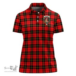 Scottish Wallace Hunting Red Clan Tartan Polo Shirt with Family Crest For Women, Women's Scottish Polo Shirt Scottish Plaid Tartan Plaid - ScotsTee - scotstee.com