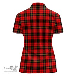Scottish Wallace Hunting Red Clan Tartan Polo Shirt with Family Crest For Women, Women's Scottish Polo Shirt Scottish Plaid Tartan Plaid - ScotsTee - scotstee.com