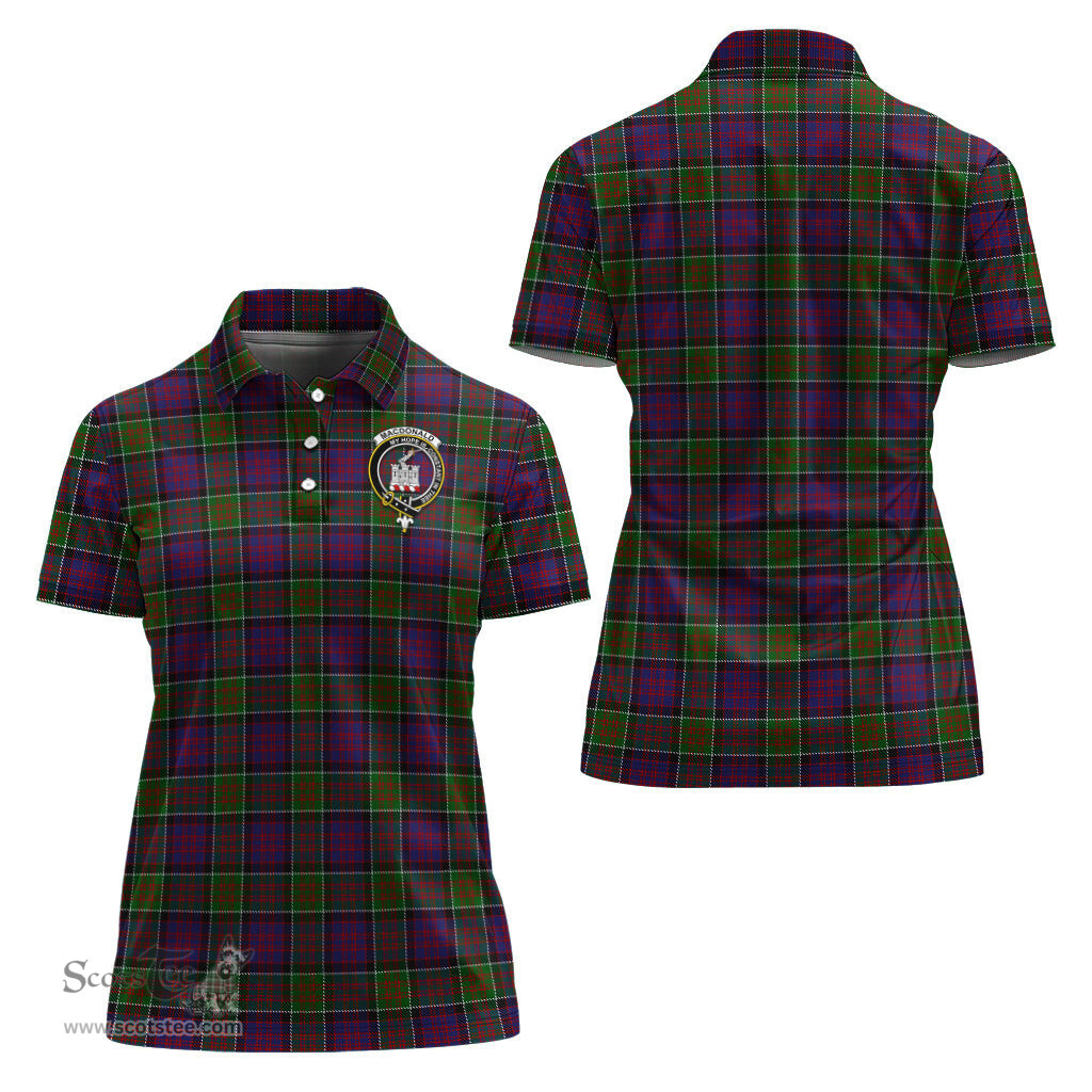 Scottish MacDonald of Clan Ranald Modern Clan Tartan Polo Shirt with Family Crest For Women, Women's Scottish Polo Shirt Scottish Plaid Tartan Plaid - ScotsTee - scotstee.com