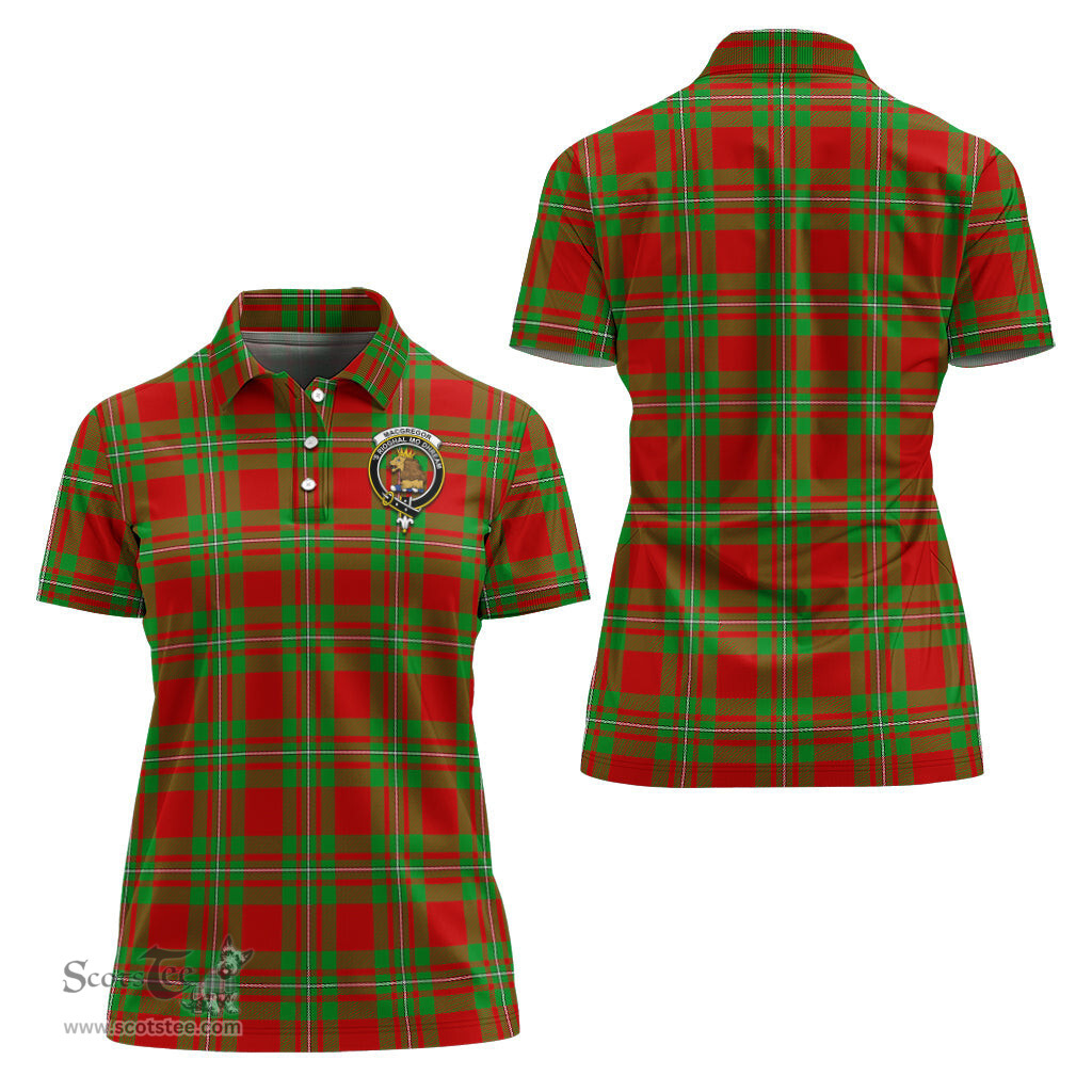 Scottish MacGregor Modern Clan Tartan Polo Shirt with Family Crest For Women, Women's Scottish Polo Shirt Scottish Plaid Tartan Plaid - ScotsTee - scotstee.com
