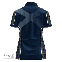 ScotsTee Shop Scottish Baird Modern Clan Scottish Crest and Scottish Thistle Sport Tartan Womens Polo Shirt