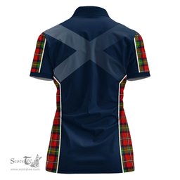 ScotsTee Shop Scottish Boyd Modern Clan Scottish Crest and Scottish Thistle Sport Tartan Womens Polo Shirt