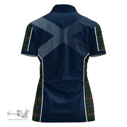 ScotsTee Shop Scottish Allison Clan Scottish Crest and Scottish Thistle Sport Tartan Womens Polo Shirt