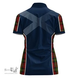 ScotsTee Shop Scottish Blackstock Red Dress Clan Scottish Crest and Scottish Thistle Sport Tartan Womens Polo Shirt