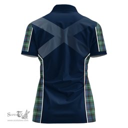ScotsTee Shop Scottish Baillie Ancient Clan Scottish Crest and Scottish Thistle Sport Tartan Womens Polo Shirt