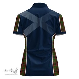 ScotsTee Shop Scottish Buchan Modern Clan Scottish Crest and Scottish Thistle Sport Tartan Womens Polo Shirt