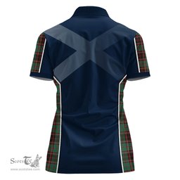 ScotsTee Shop Scottish Buchan Ancient Clan Scottish Crest and Scottish Thistle Sport Tartan Womens Polo Shirt
