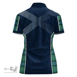 ScotsTee Shop Scottish Ferguson Ancient Clan Scottish Crest and Scottish Thistle Sport Tartan Womens Polo Shirt