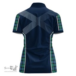 ScotsTee Shop Scottish Campbell of Cawdor Ancient Clan Scottish Crest and Scottish Thistle Sport Tartan Womens Polo Shirt