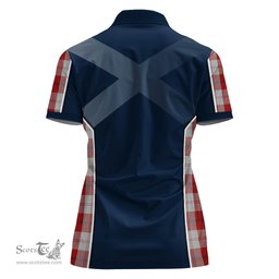 ScotsTee Shop Scottish Cunningham Dress Clan Scottish Crest and Scottish Thistle Sport Tartan Womens Polo Shirt