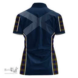 ScotsTee Shop Scottish Clelland Modern Clan Scottish Crest and Scottish Thistle Sport Tartan Womens Polo Shirt