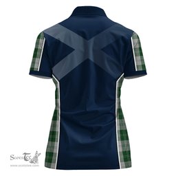 ScotsTee Shop Scottish Erskine Green Clan Scottish Crest and Scottish Thistle Sport Tartan Womens Polo Shirt