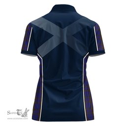 ScotsTee Shop Scottish Elliot Clan Scottish Crest and Scottish Thistle Sport Tartan Womens Polo Shirt