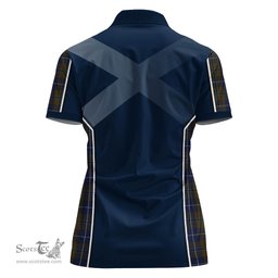 ScotsTee Shop Scottish Douglas Brown Clan Scottish Crest and Scottish Thistle Sport Tartan Womens Polo Shirt