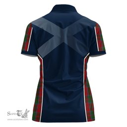 ScotsTee Shop Scottish Drummond Clan Scottish Crest and Scottish Thistle Sport Tartan Womens Polo Shirt