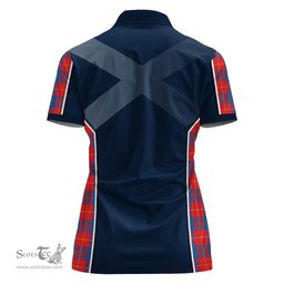 ScotsTee Shop Scottish Galloway Red Clan Scottish Crest and Scottish Thistle Sport Tartan Womens Polo Shirt