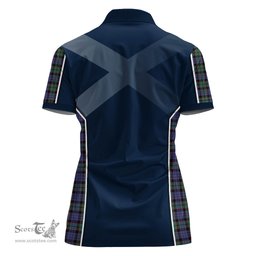 ScotsTee Shop Scottish Fletcher Modern Clan Scottish Crest and Scottish Thistle Sport Tartan Womens Polo Shirt
