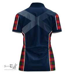 ScotsTee Shop Scottish Charteris Clan Scottish Crest and Scottish Thistle Sport Tartan Womens Polo Shirt