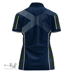 ScotsTee Shop Scottish Colquhoun Clan Scottish Crest and Scottish Thistle Sport Tartan Womens Polo Shirt