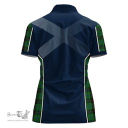 ScotsTee Shop Scottish Douglas Black Clan Scottish Crest and Scottish Thistle Sport Tartan Womens Polo Shirt