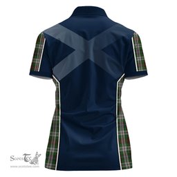 ScotsTee Shop Scottish Fraser Hunting Dress Clan Scottish Crest and Scottish Thistle Sport Tartan Womens Polo Shirt