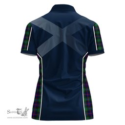 ScotsTee Shop Scottish Campbell of Cawdor Modern Clan Scottish Crest and Scottish Thistle Sport Tartan Womens Polo Shirt