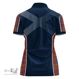 ScotsTee Shop Scottish Cameron of Lochiel Ancient Clan Scottish Crest and Scottish Thistle Sport Tartan Womens Polo Shirt