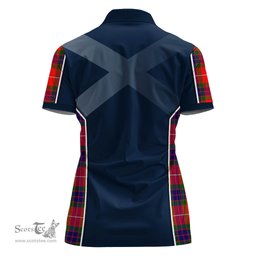 ScotsTee Shop Scottish Fraser Modern Clan Scottish Crest and Scottish Thistle Sport Tartan Womens Polo Shirt