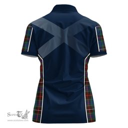 ScotsTee Shop Scottish Fraser Hunting Ancient Clan Scottish Crest and Scottish Thistle Sport Tartan Womens Polo Shirt