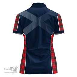 ScotsTee Shop Scottish Drummond Modern Clan Scottish Crest and Scottish Thistle Sport Tartan Womens Polo Shirt