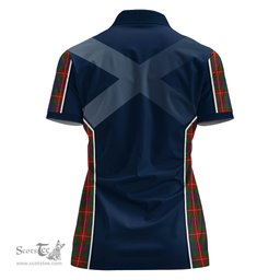 ScotsTee Shop Scottish Fraser of Lovat Clan Scottish Crest and Scottish Thistle Sport Tartan Womens Polo Shirt