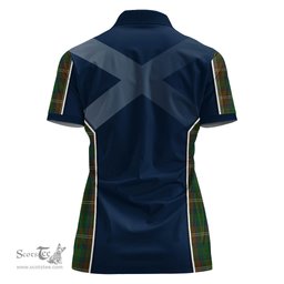ScotsTee Shop Scottish Chisholm Hunting Clan Scottish Crest and Scottish Thistle Sport Tartan Womens Polo Shirt