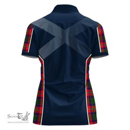 ScotsTee Shop Scottish Belshes Clan Scottish Crest and Scottish Thistle Sport Tartan Womens Polo Shirt