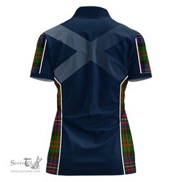 ScotsTee Shop Scottish Chalmers Modern Clan Scottish Crest and Scottish Thistle Sport Tartan Womens Polo Shirt