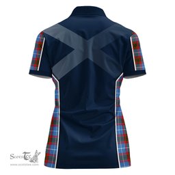 ScotsTee Shop Scottish Dalmahoy Clan Scottish Crest and Scottish Thistle Sport Tartan Womens Polo Shirt