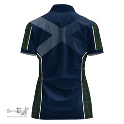 ScotsTee Shop Scottish Elphinstone Clan Scottish Crest and Scottish Thistle Sport Tartan Womens Polo Shirt