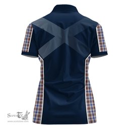 ScotsTee Shop Scottish Boswell Clan Scottish Crest and Scottish Thistle Sport Tartan Womens Polo Shirt