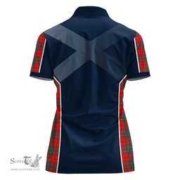 ScotsTee Shop Scottish Cumming Modern Clan Scottish Crest and Scottish Thistle Sport Tartan Womens Polo Shirt