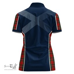 ScotsTee Shop Scottish Drummond Ancient Clan Scottish Crest and Scottish Thistle Sport Tartan Womens Polo Shirt