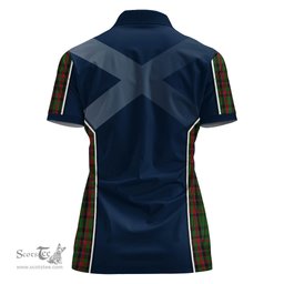 ScotsTee Shop Scottish Cumming Hunting Clan Scottish Crest and Scottish Thistle Sport Tartan Womens Polo Shirt