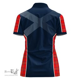 ScotsTee Shop Scottish Burnett Modern Clan Scottish Crest and Scottish Thistle Sport Tartan Womens Polo Shirt