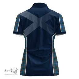 ScotsTee Shop Scottish Bain Clan Scottish Crest and Scottish Thistle Sport Tartan Womens Polo Shirt