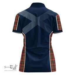 ScotsTee Shop Scottish Cumming Hunting Weathered Clan Scottish Crest and Scottish Thistle Sport Tartan Womens Polo Shirt