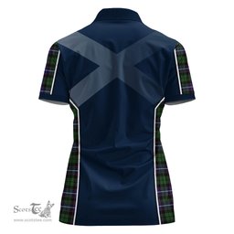 ScotsTee Shop Scottish Galbraith Modern Clan Scottish Crest and Scottish Thistle Sport Tartan Womens Polo Shirt