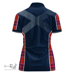 ScotsTee Shop Scottish Cameron of Lochiel Modern Clan Scottish Crest and Scottish Thistle Sport Tartan Womens Polo Shirt