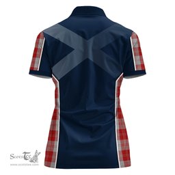 ScotsTee Shop Scottish Erskine Red Clan Scottish Crest and Scottish Thistle Sport Tartan Womens Polo Shirt