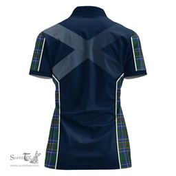 ScotsTee Shop Scottish Cockburn Ancient Clan Scottish Crest and Scottish Thistle Sport Tartan Womens Polo Shirt